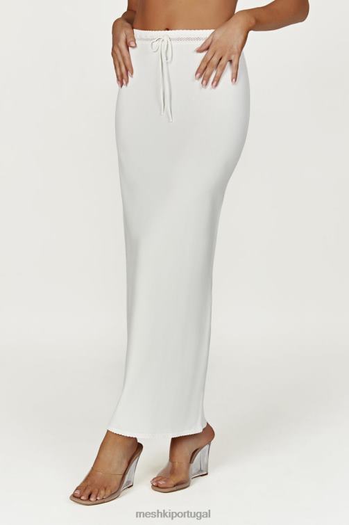 Meshki saia maxi penélope pointelle em tricô BLLT1425 roupas branco