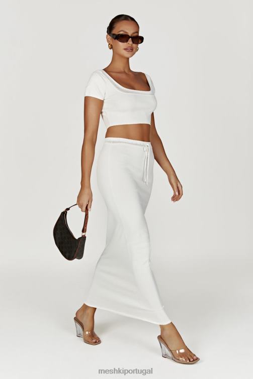 Meshki saia maxi penélope pointelle em tricô BLLT1425 roupas branco