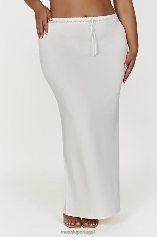 Meshki saia maxi penélope pointelle em tricô BLLT1425 roupas branco