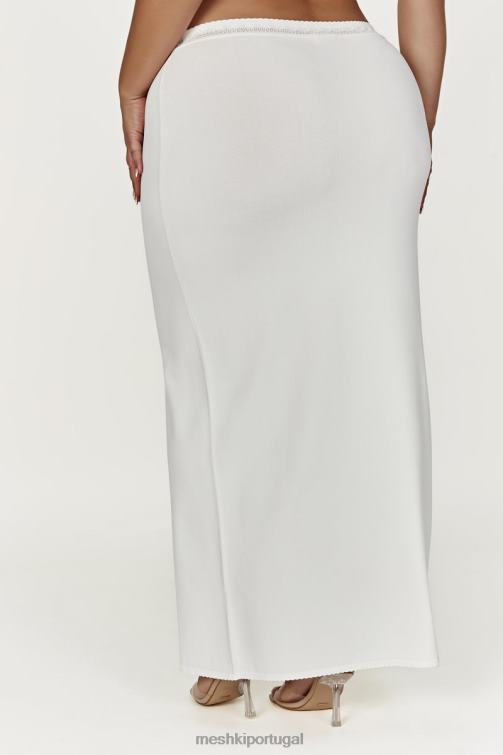 Meshki saia maxi penélope pointelle em tricô BLLT1425 roupas branco