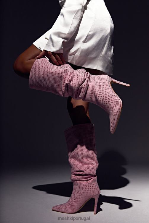 Meshki bota jenner diamante salto alto BLLT1677 calçados blush rosa