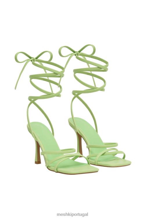 Meshki milly couro sintético envoltório em torno dos saltos BLLT1689 calçados verde limão