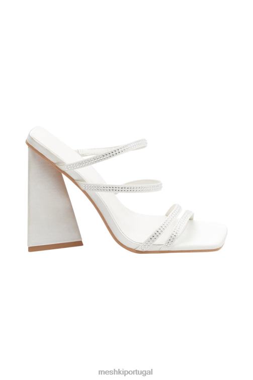 Meshki robyn salto bloco com tira de diamante BLLT1680 calçados marfim