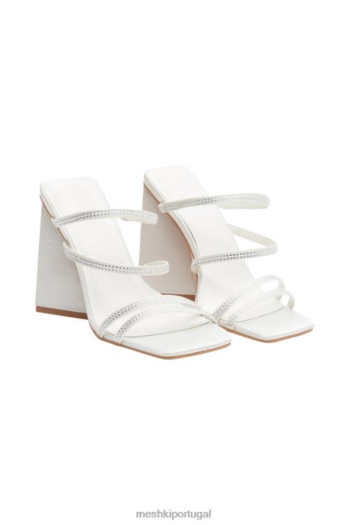 Meshki robyn salto bloco com tira de diamante BLLT1680 calçados marfim