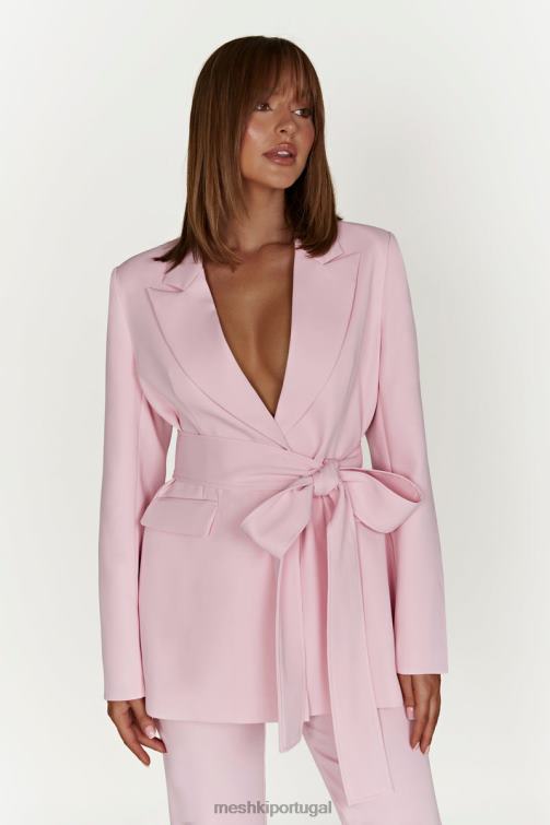 Meshki arna blazer oversized com cinto BLLT1630 roupas blush rosa