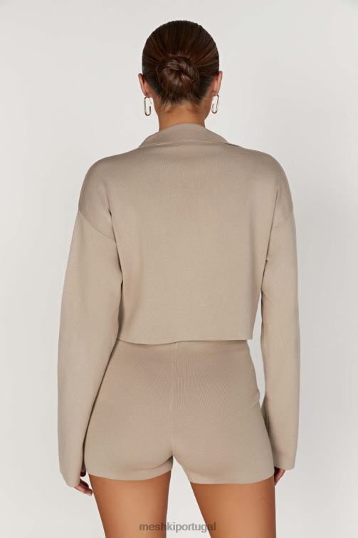 Meshki suéter de tricô com gola Lennox BLLT893 roupas cinza