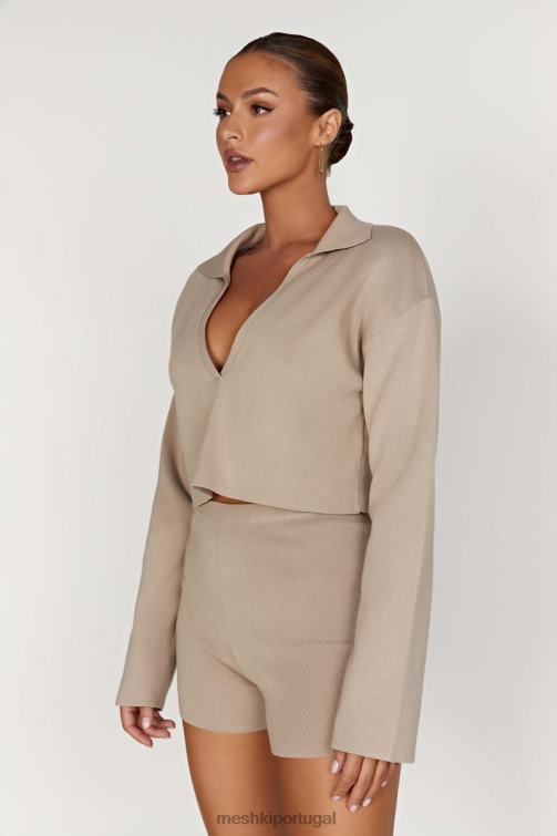 Meshki suéter de tricô com gola Lennox BLLT893 roupas cinza