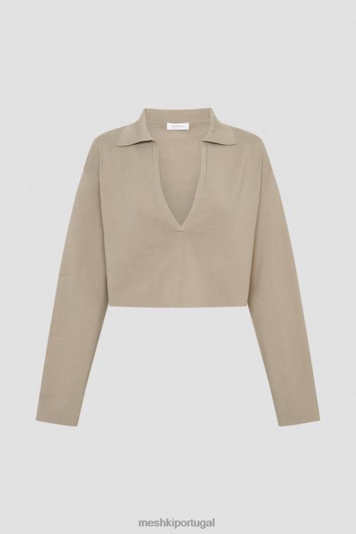 Meshki suéter de tricô com gola Lennox BLLT893 roupas cinza