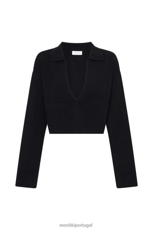 Meshki suéter de tricô com gola Lennox BLLT913 roupas preto