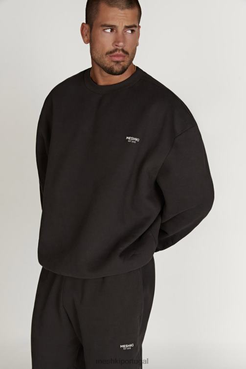 Meshki suéter oversized com gola redonda Phoenix BLLT809 roupas crepúsculo preto