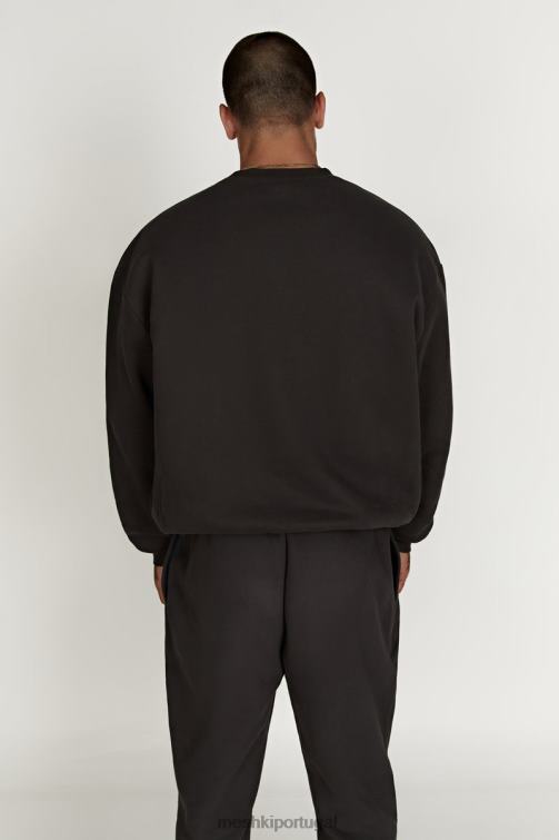 Meshki suéter oversized com gola redonda Phoenix BLLT809 roupas crepúsculo preto