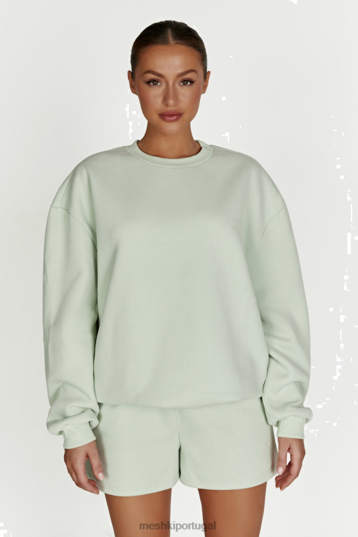 Meshki suéter oversized com gola redonda Phoenix BLLT932 roupas sábio claro