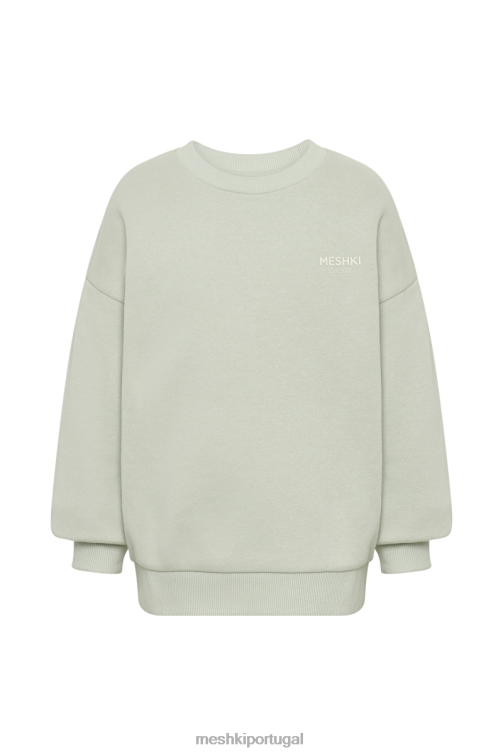 Meshki suéter oversized com gola redonda Phoenix BLLT932 roupas sábio claro