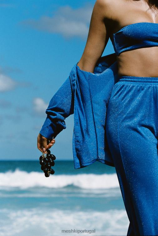 Meshki Lucille Shimmer cobre a parte superior BLLT1081 roupas brilho de cobalto