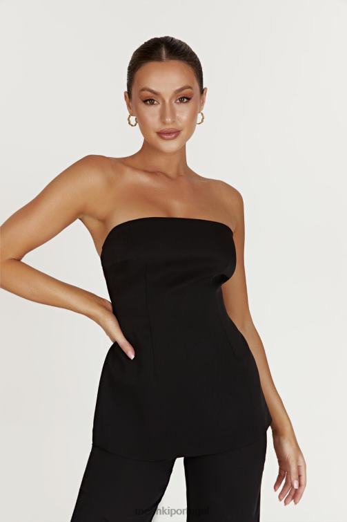 Meshki astrid blusa sem alças com amarração nas costas BLLT862 roupas preto