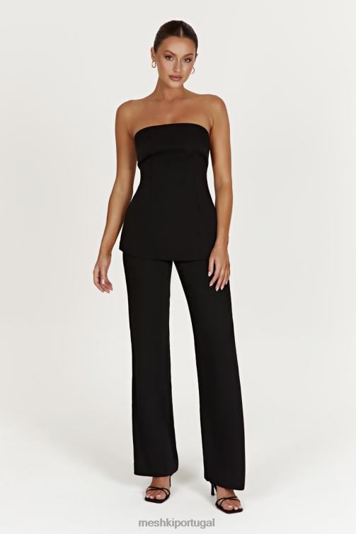 Meshki astrid blusa sem alças com amarração nas costas BLLT862 roupas preto