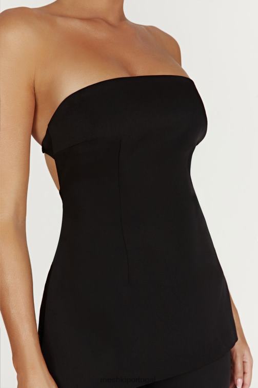 Meshki astrid blusa sem alças com amarração nas costas BLLT862 roupas preto
