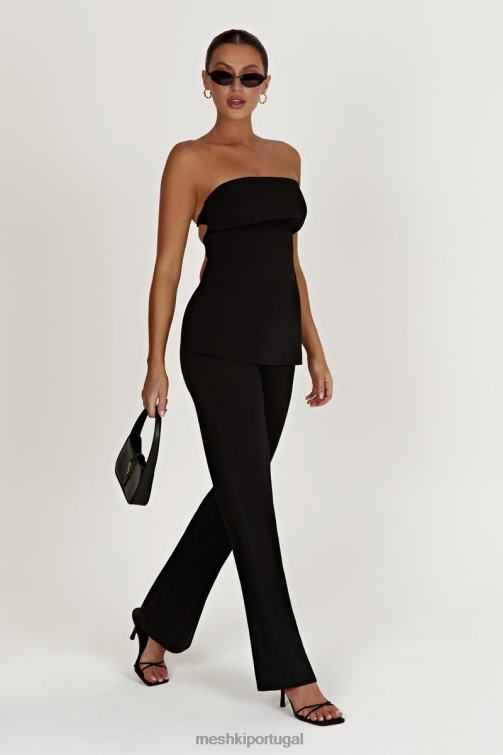 Meshki astrid blusa sem alças com amarração nas costas BLLT862 roupas preto