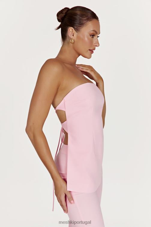 Meshki astrid blusa sem alças com amarração nas costas BLLT892 roupas blush rosa