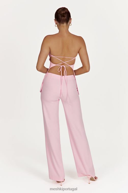 Meshki astrid blusa sem alças com amarração nas costas BLLT892 roupas blush rosa