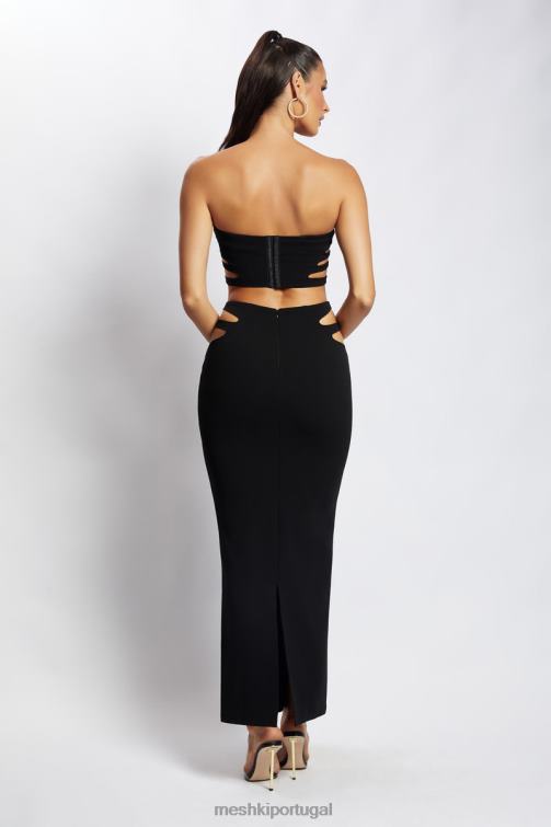 Meshki audrina top cai-cai recortado BLLT1182 roupas preto