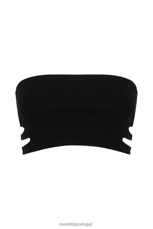 Meshki audrina top cai-cai recortado BLLT1182 roupas preto