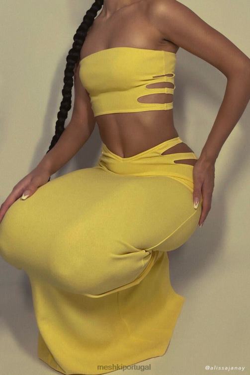 Meshki audrina top cai-cai recortado BLLT1190 roupas amarelo