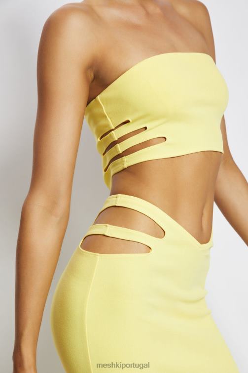 Meshki audrina top cai-cai recortado BLLT1190 roupas amarelo