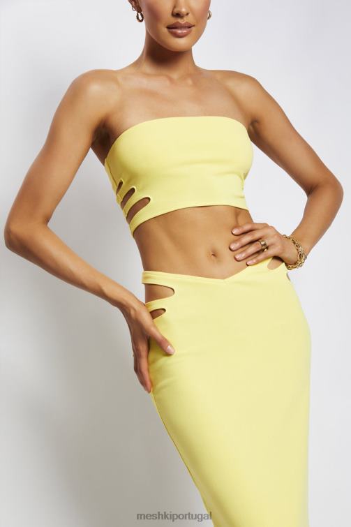 Meshki audrina top cai-cai recortado BLLT1190 roupas amarelo