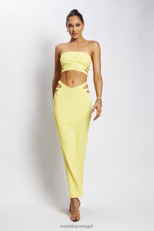 Meshki audrina top cai-cai recortado BLLT1190 roupas amarelo