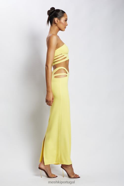 Meshki audrina top cai-cai recortado BLLT1190 roupas amarelo