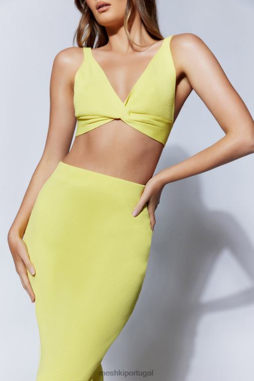 Meshki blusa de malha com torção frontal kaesha BLLT1088 roupas limão