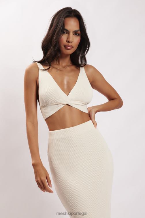 Meshki blusa de malha com torção frontal kaesha BLLT812 roupas osso