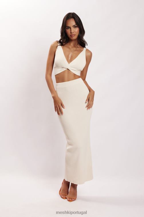 Meshki blusa de malha com torção frontal kaesha BLLT812 roupas osso