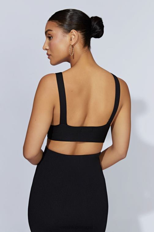 Meshki blusa de malha com torção frontal kaesha BLLT872 roupas preto