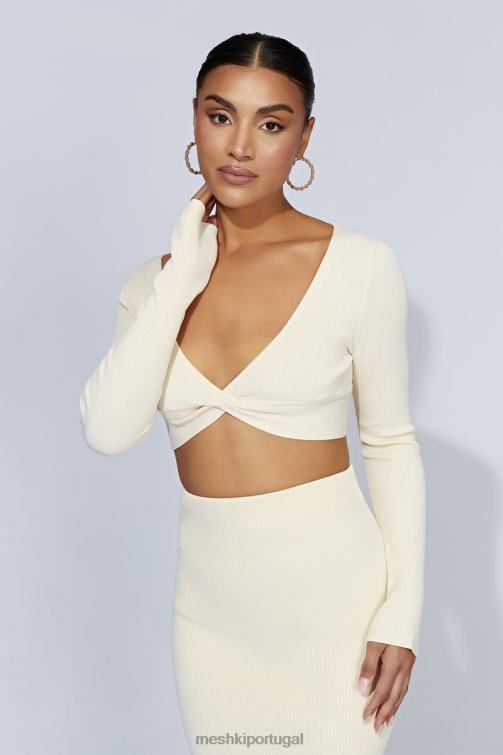 Meshki blusa de malha kaesha de manga comprida com torção na frente BLLT970 roupas osso