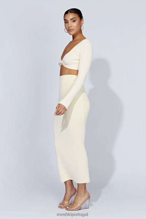 Meshki blusa de malha kaesha de manga comprida com torção na frente BLLT970 roupas osso