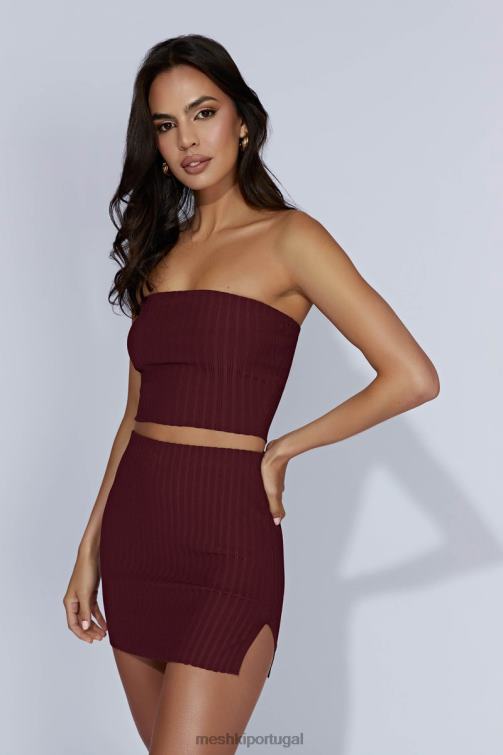 Meshki blusa de malha sem alças jordi BLLT1012 roupas chocolate cereja