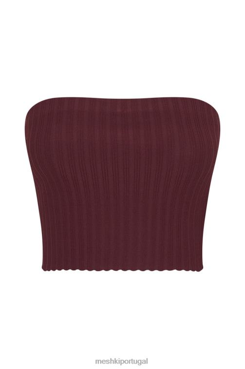 Meshki blusa de malha sem alças jordi BLLT1012 roupas chocolate cereja