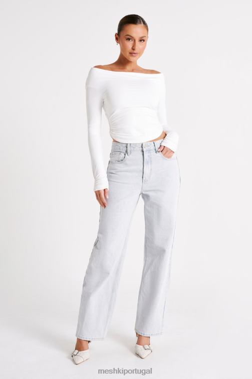 Meshki blusa de manga comprida em náilon reciclado emma BLLT751 roupas branco