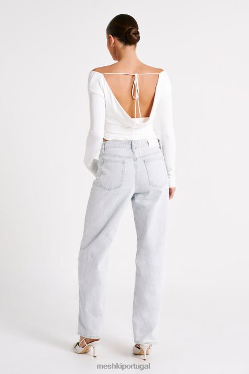 Meshki blusa de manga comprida em náilon reciclado emma BLLT751 roupas branco