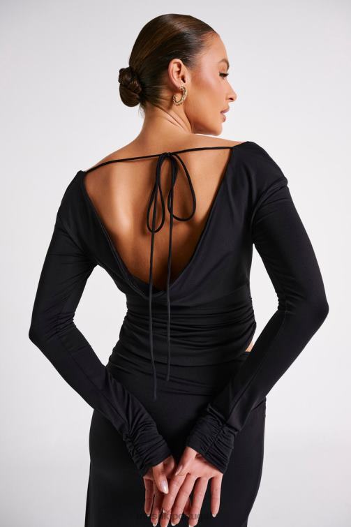 Meshki blusa de manga comprida em náilon reciclado emma BLLT769 roupas preto