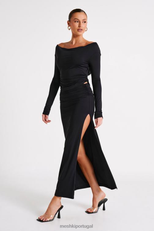 Meshki blusa de manga comprida em náilon reciclado emma BLLT769 roupas preto