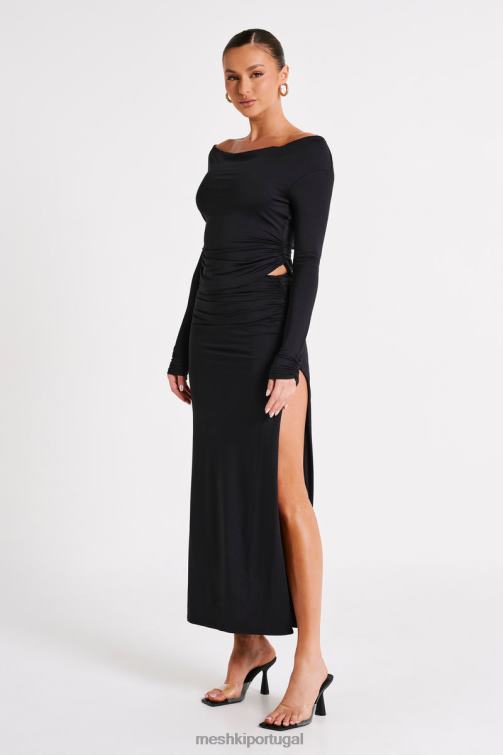 Meshki blusa de manga comprida em náilon reciclado emma BLLT769 roupas preto