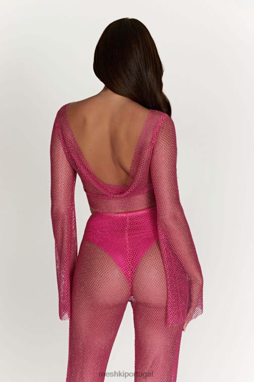 Meshki blusa hilton com capuz em malha diamante BLLT969 roupas rosa rosa