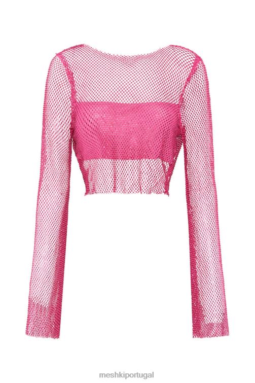 Meshki blusa hilton com capuz em malha diamante BLLT969 roupas rosa rosa