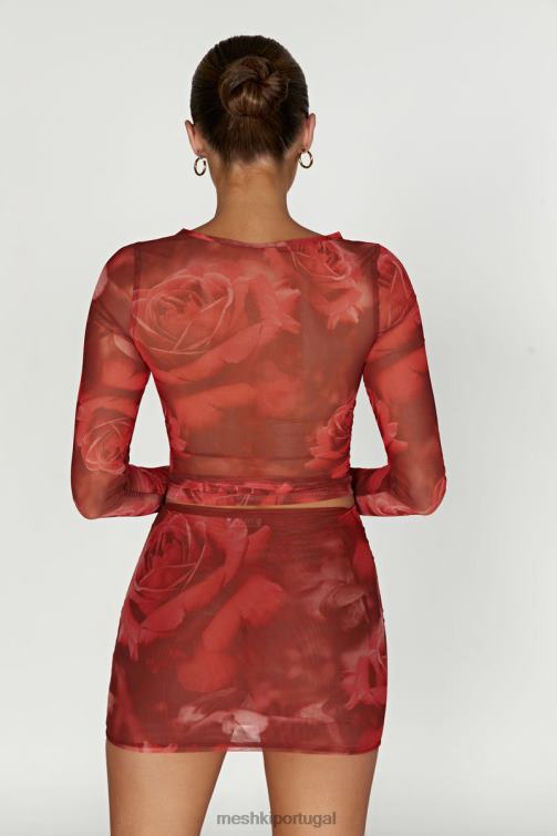 Meshki blusa manga longa em malha blaine BLLT1018 roupas estampa rosa grande