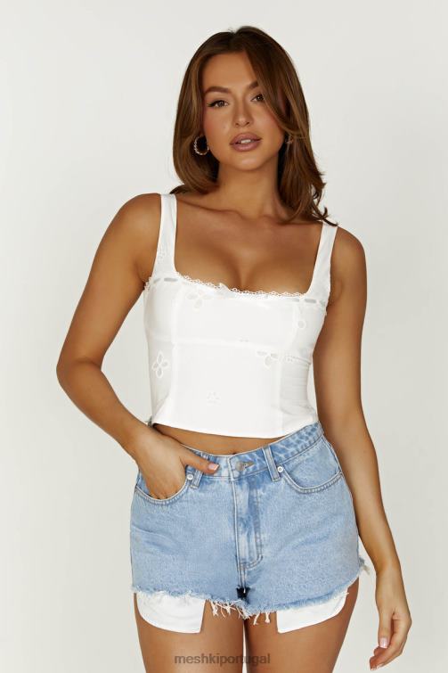 Meshki blusa melanie algodão inglesa BLLT766 roupas branco