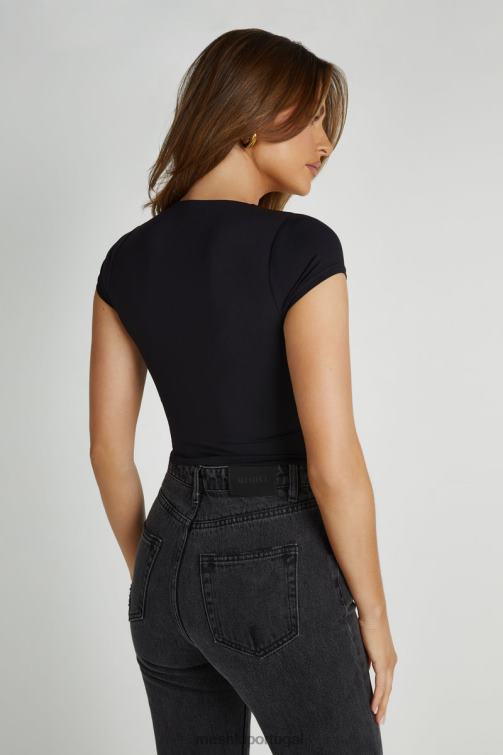 Meshki blusa olympia em nylon reciclado com decote em V BLLT797 roupas preto
