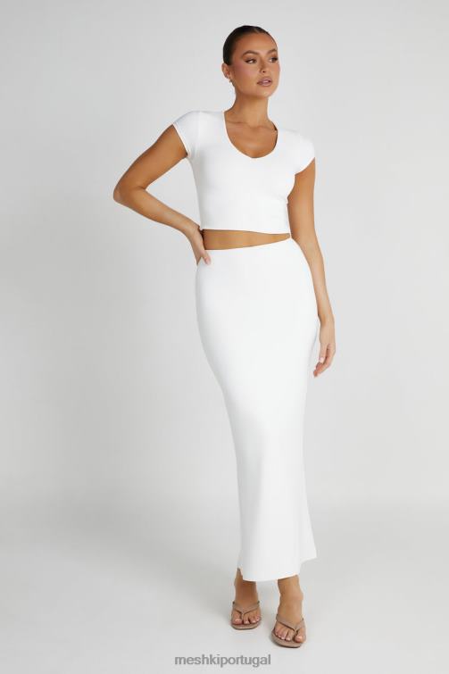 Meshki blusa olympia em nylon reciclado com decote em V BLLT799 roupas branco